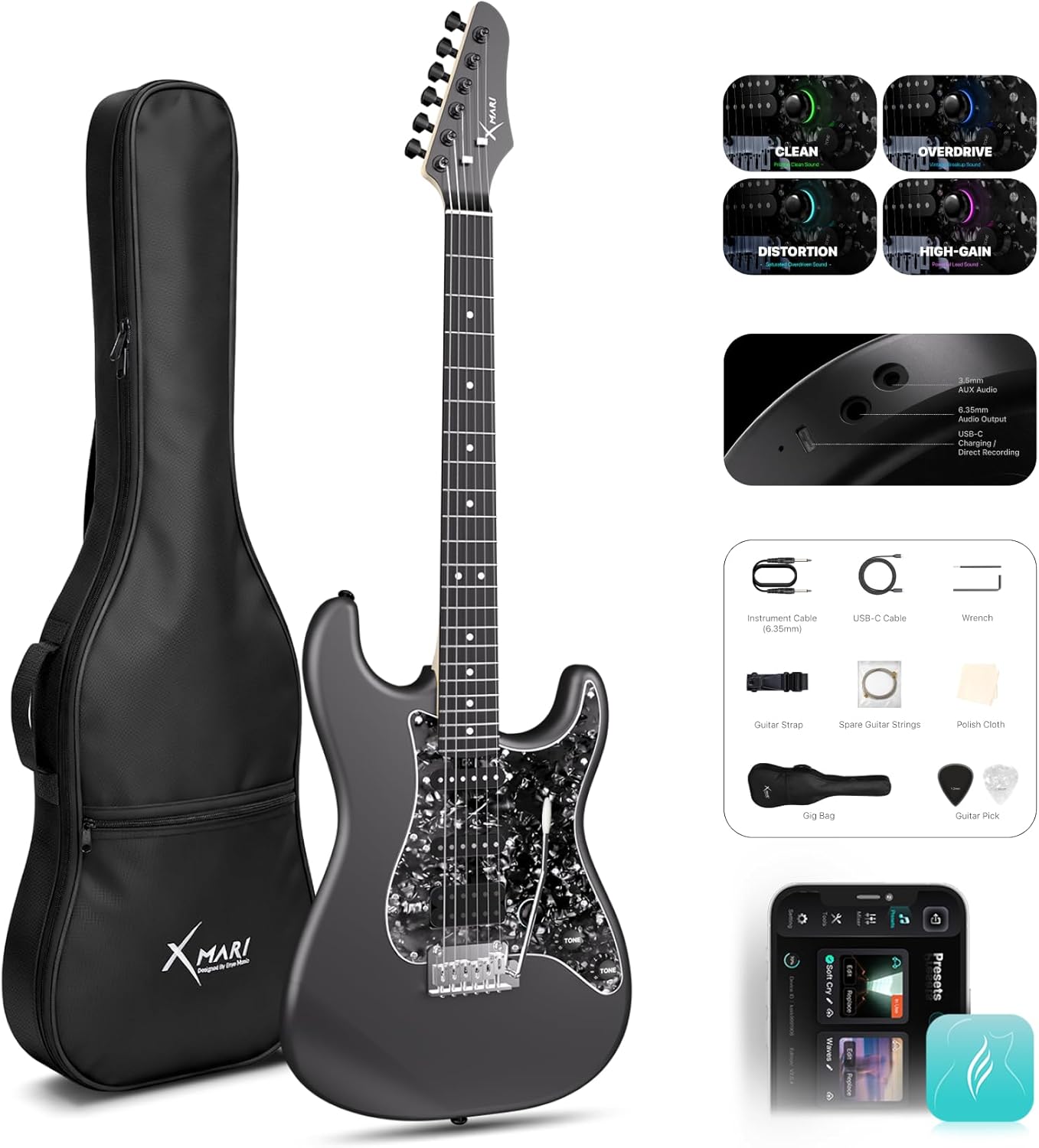 Acoustic Guitar Dreadnought - Chitarra Elettrica Enya XMARI con Effetti